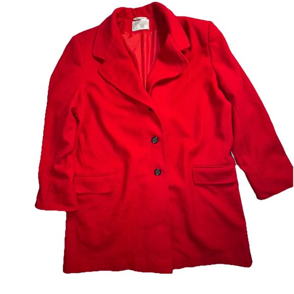 International Scene Women's 3/4 Length Lined Coat Red 100% Wool Heavy Size 18 - Picture 9 of 11